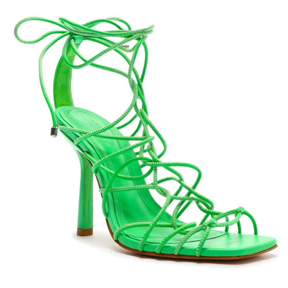 Schutz Heyde Leather Sandal in Gianni Green